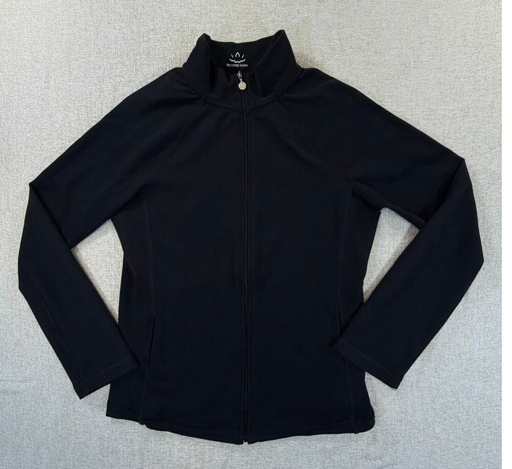 Beyond Yoga Women Med Black Full Zip Lightweight Long Sleeve Jacket Athleisure